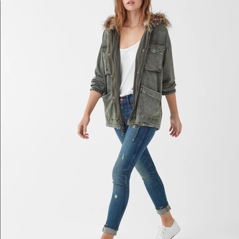 Splendid Dune Sateen Anorak Faux Fur Hood Jacket - Picture 3 of 13